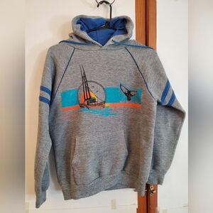 Vintage Pullover Hoodie Shelter Cove Lost Coast California Grey Small